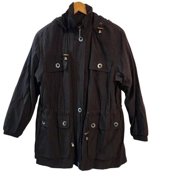 Vintage Charles Klein Rayon blend jacket removable hood black XS - Picture 1 of 7